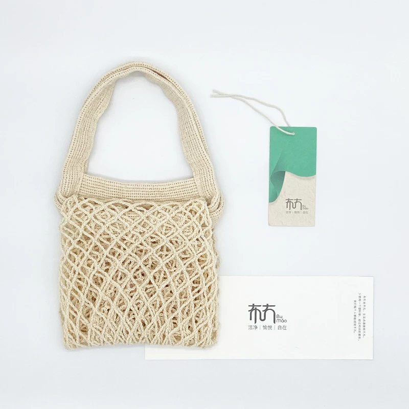 Organic Cotton Textile Rope Handle Bag For Shopping Vegetable