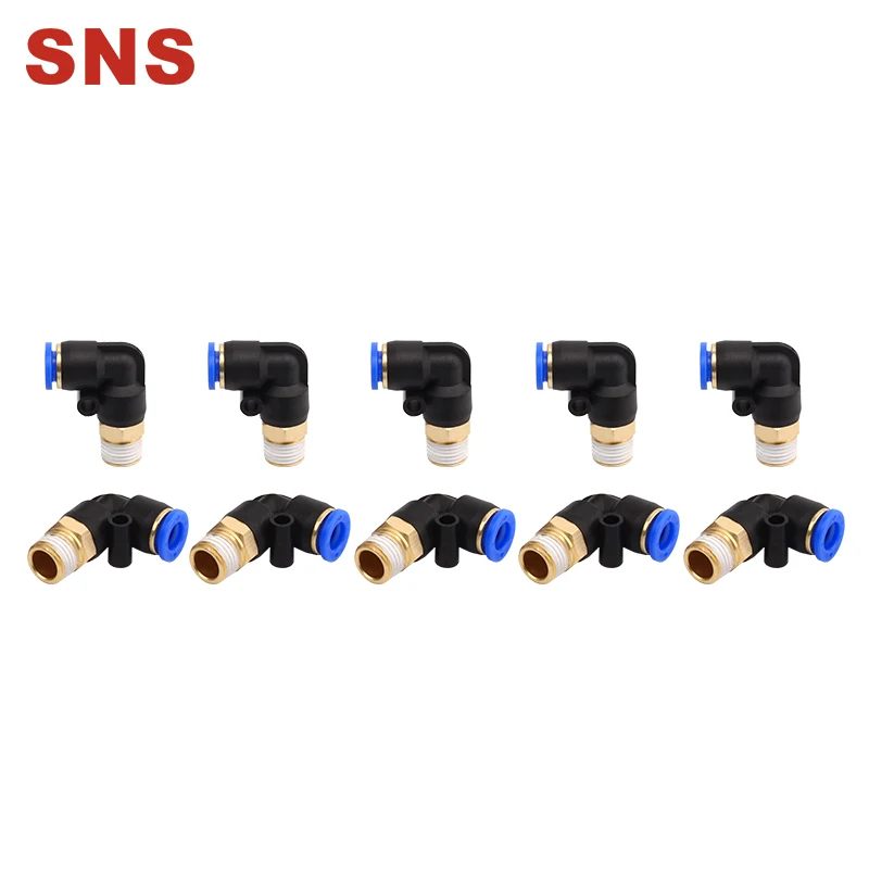 SNS SPL Series Male Elbow Brass And Plastic Push To Connect Pneumatic Tube Fitting