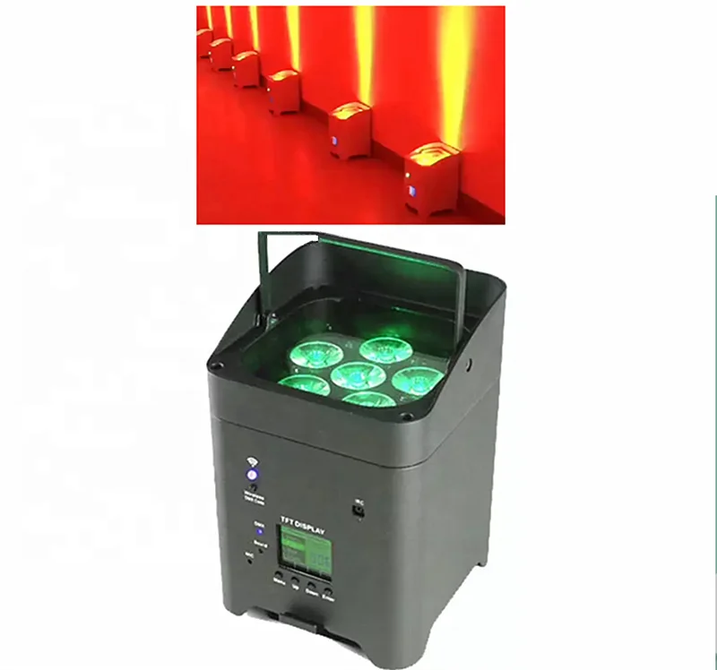Wifi Wireless Control DMX 6*18W RGBWA UV 6in1 Battery Powered Uplight LED Par Light for Wedding DJ Party Bar