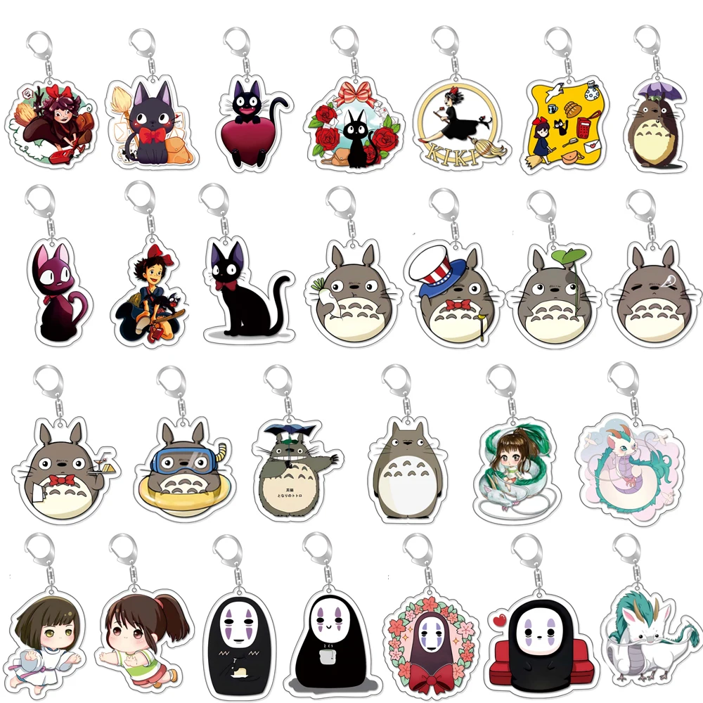 Anime Miyazaki Hayao Spirited Away Pendant Accessories Totoro Princess Mononoke Acrylic Keychain