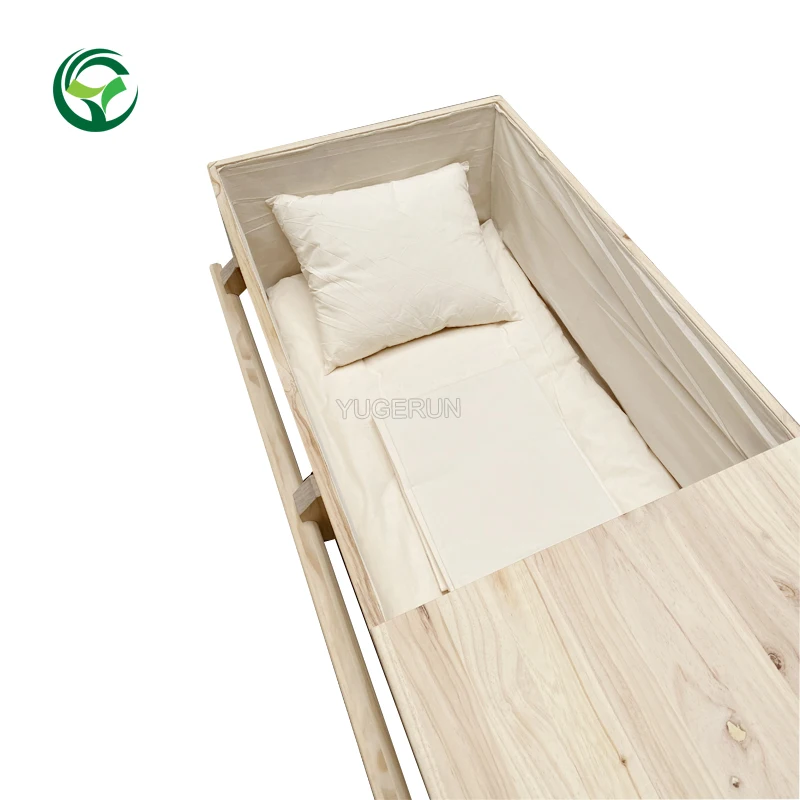 Funeral Supplies Eco Cremation Wood Simple Casket America Adult Funeral Coffin Solid Pinewood Coffin for Natural Woodland Burial