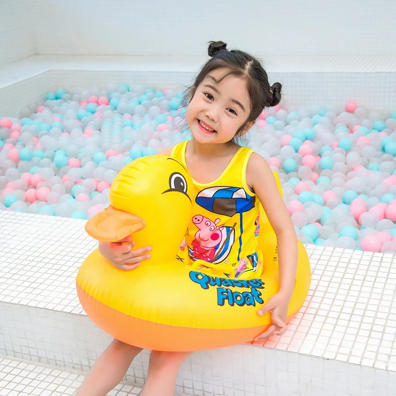 yellow duck swimming pool float swim ring for Children Durable PVC baby toddler seat CE AND EN71