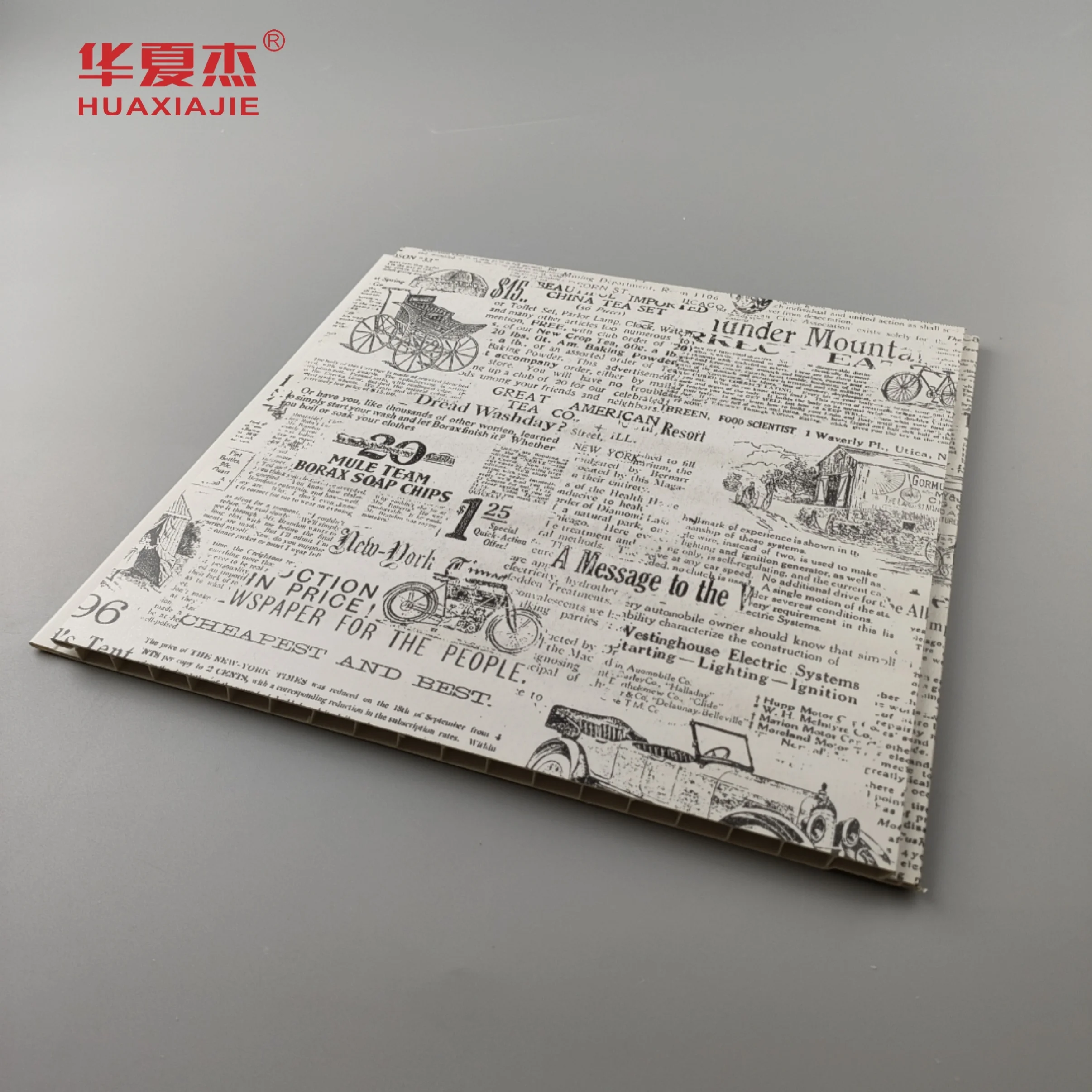 Wholesale laminated classic design pvc wall panel newspaper pattern surface ceiling panels store decoration