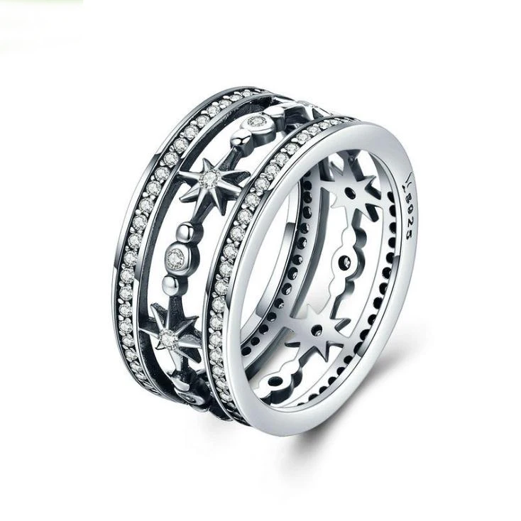 
2021 product most sold product imitation jewelry ring Starburst design 925 sterling silver men ring 