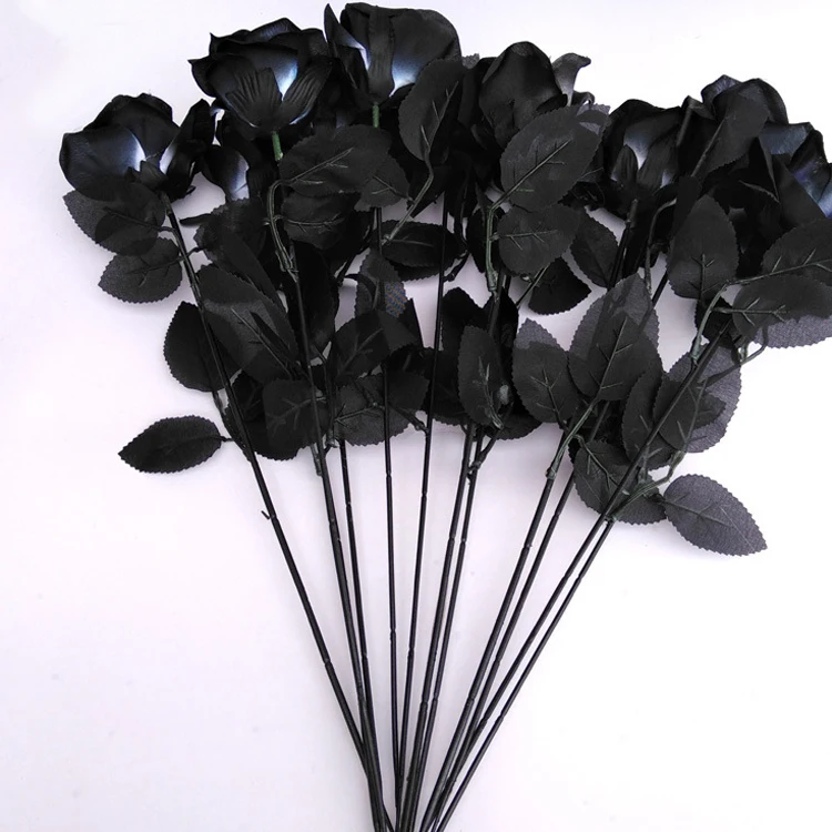 High Quality Silk Artificial Black Rose Flower For Decoration