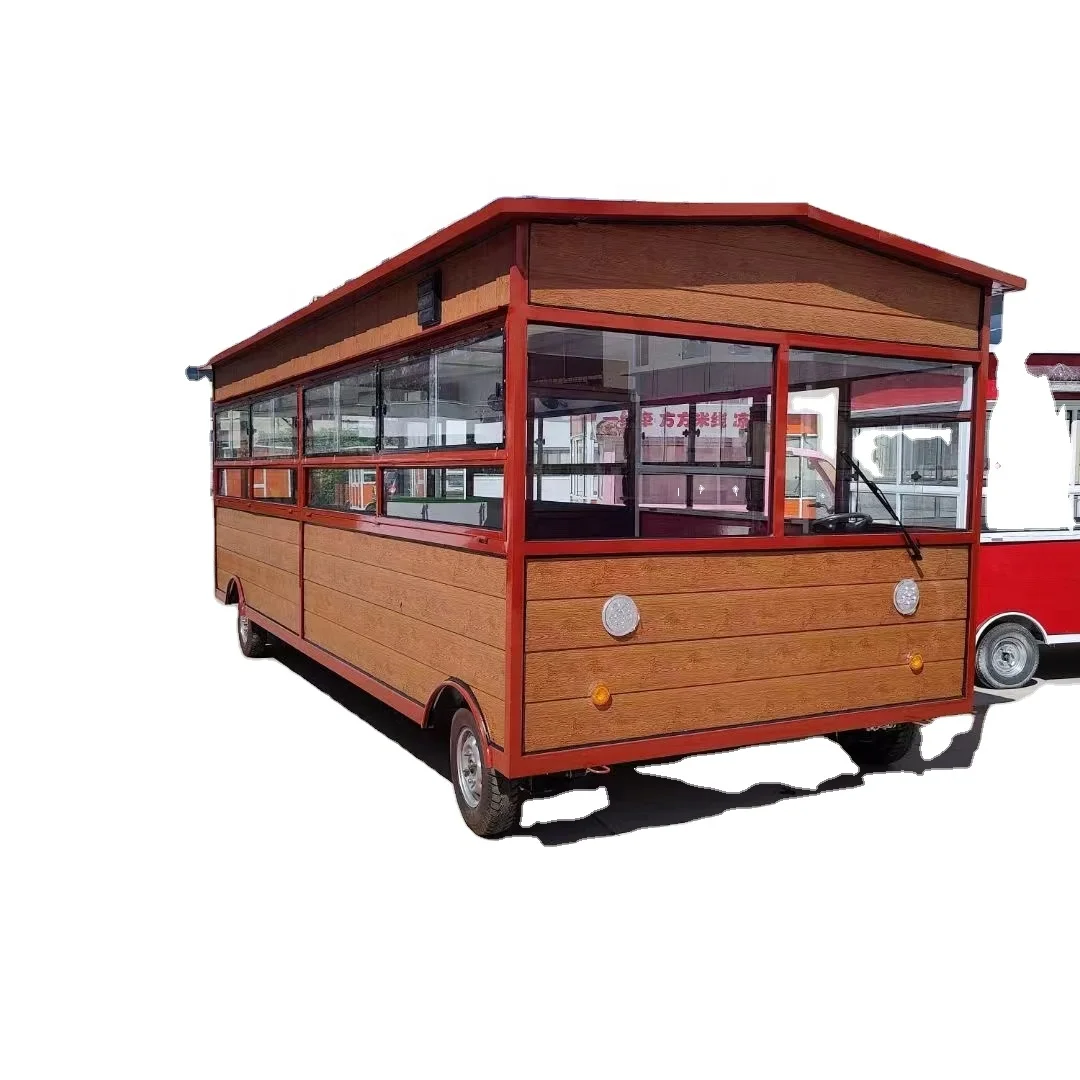 Custom 4m Dining Car Concession Catering Food Trailer Usa Ice Cream Hotdog Food Cart Black Square Mobile Food Truck
