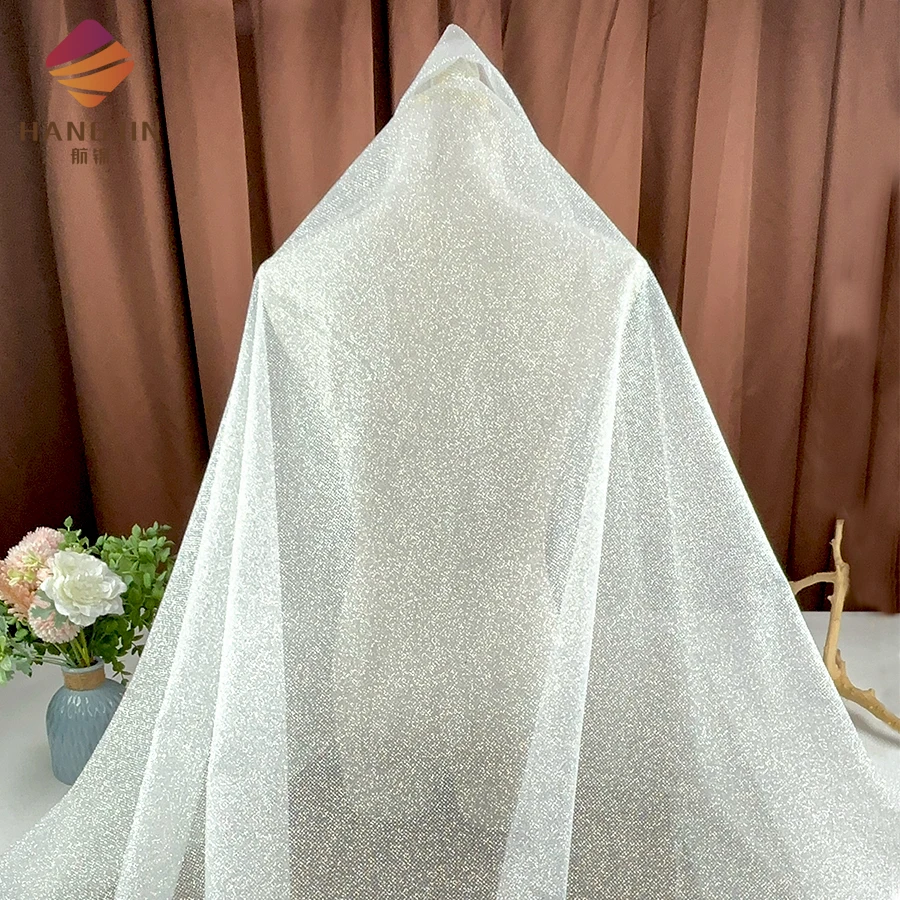 Hot Selling Competitive Price Ivory Bridal Fabric Sparkle White Mesh Fabric Super Dense Sequins Glitter Tulle Fabric Roll