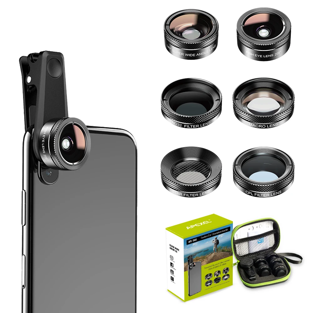 other phone accessories wide angle macro lens 6 in 1 camera lenses kit mobile camera lenses for iphone
