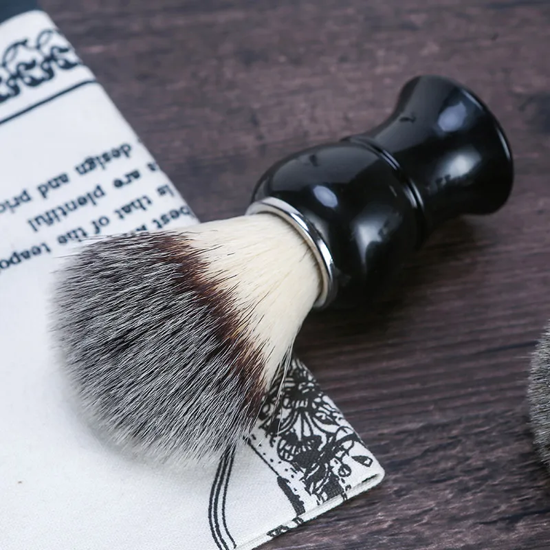 
Black and White Tip Marble Color Resin Handle Barber Wholesale Synthetic Shaving Brushes 