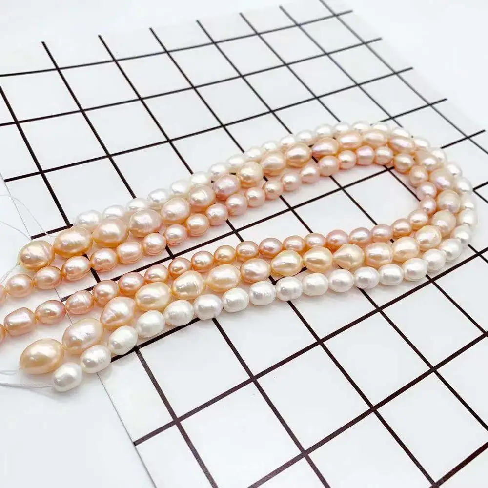 
8-9mm best design pink natural freshwater pearl rice loose beads in pearls jewelry 