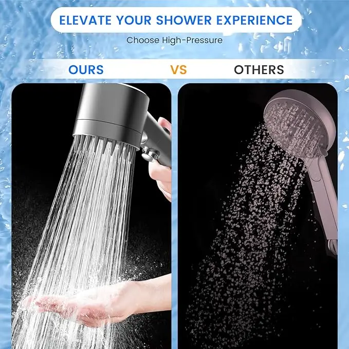 Powerful Pressurized Hand Shower Adjustable Spray Shower Head with Massage Brush Filter Rain Shower  Accessories