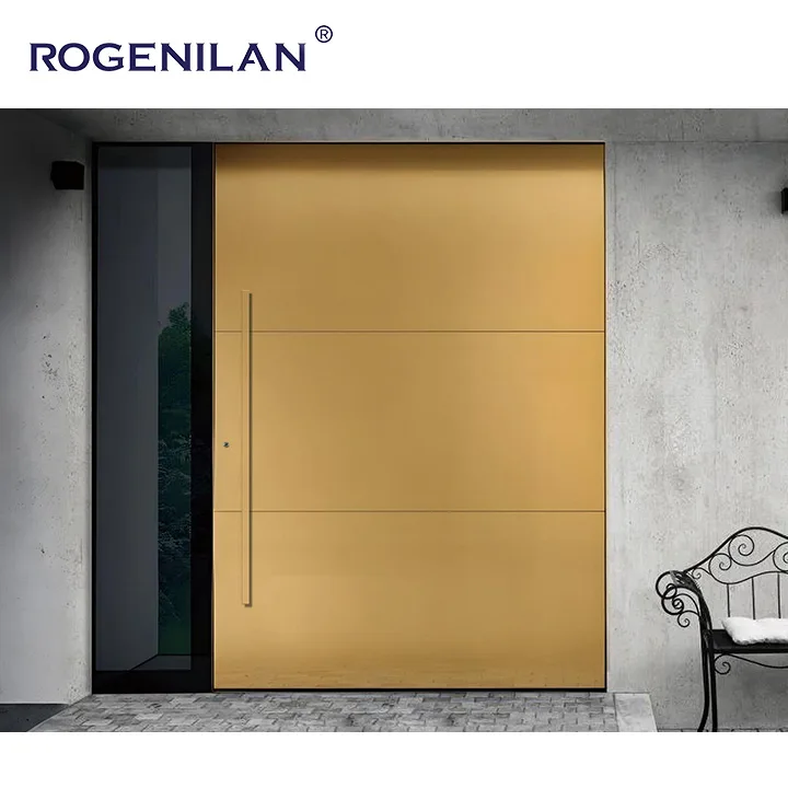 Exquisite handcrafts cast aluminum bullet proof security front main entrance stainless steel pivot door