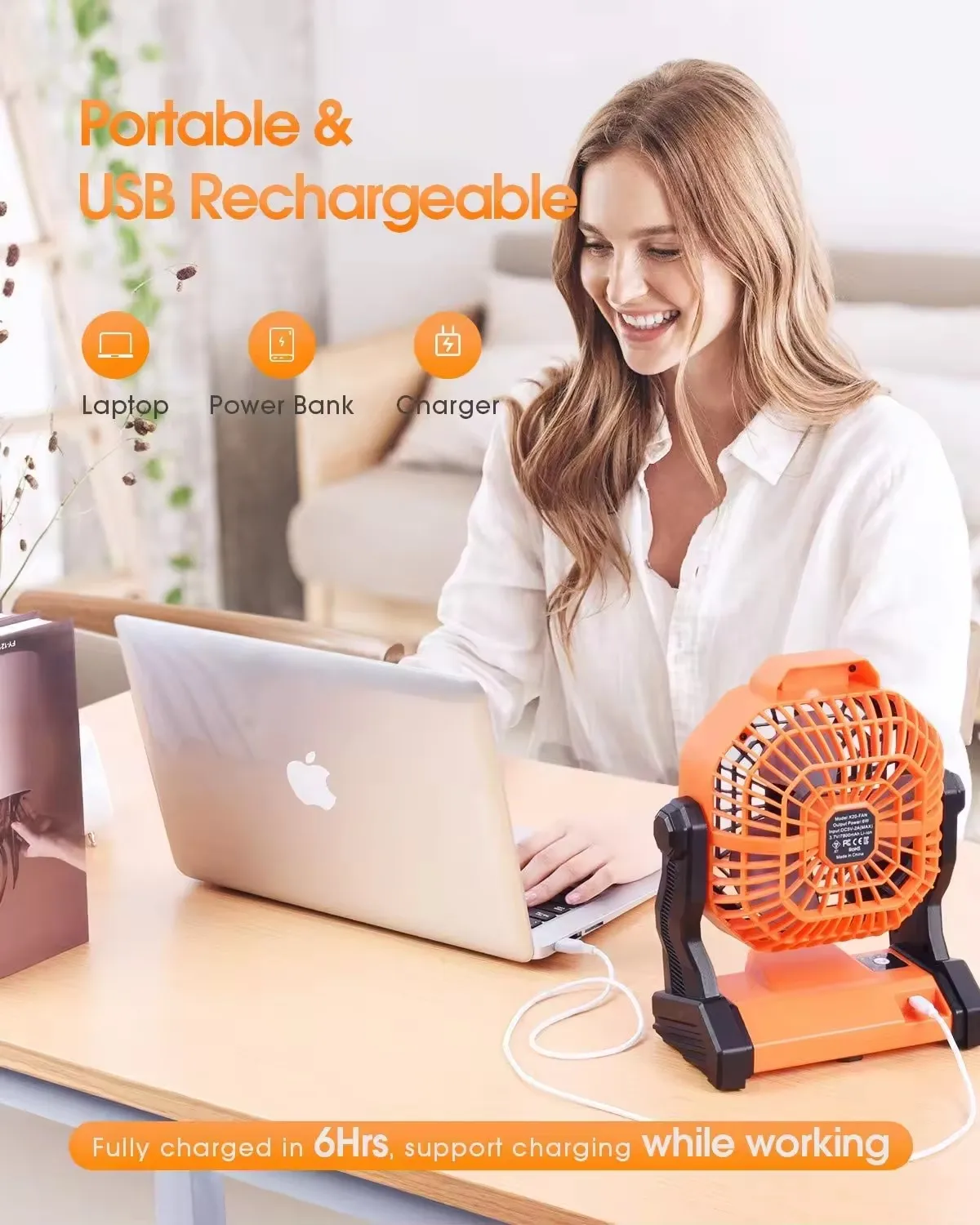 Custom color logo in stock rechargeable hang  pedestal dc desk fans for Camping outdoor