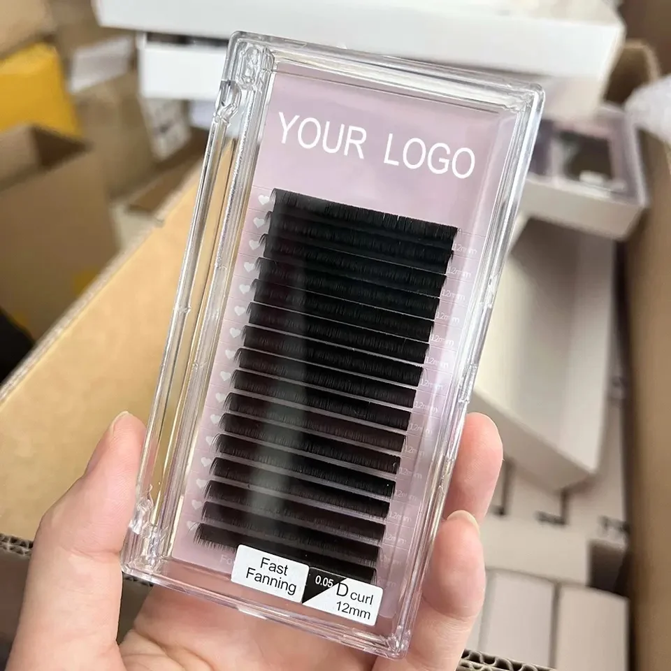 High Quality Lash Vendor 0.03 0.05 0.07 C CC D L M Curl Silk Volume Faux Mink Individual Lashes Tray Supplies Eyelash Extension
