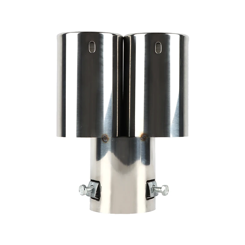 Black Chrome Universal Exhaust Pipe Modification Straight Stainless Steel Car Dual Exhaust End Tip Tail Throat