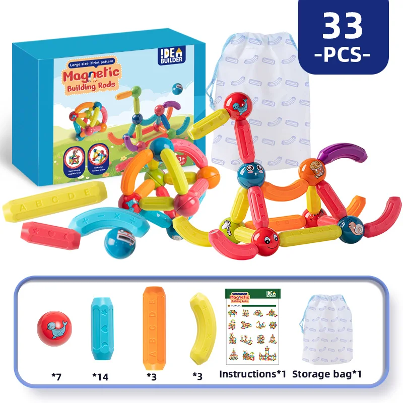 juegos montessori para ninos spielzeug colorful transparent luminescent rod magnetic building block construction toy