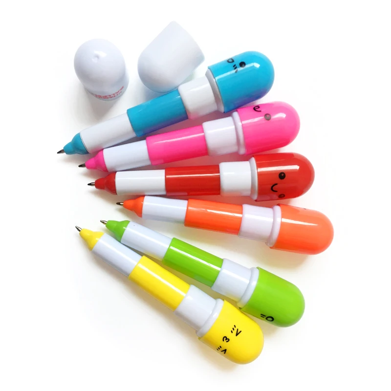 
Lovely Kawaii Pill Shaped Ballpoint Pen Cute learning stationery Student vitamin pill novelty pen 