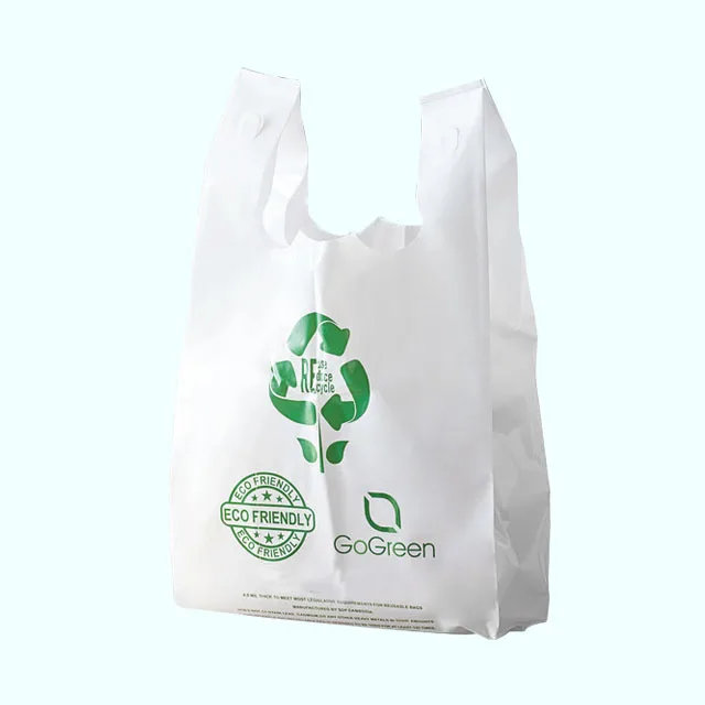 Wholesale eco friendly custom printed 100% biodegradable sustainable corn starch based t shirt plastic compostable shopping bag