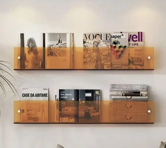 Acrylic Wall Mounted Display Storage Rack Acrylic Wall Book Shelf