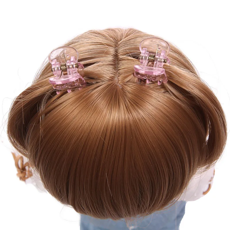 customize quality 22cm 1/3  brown bob short cut BJD doll wig hair (include clips)