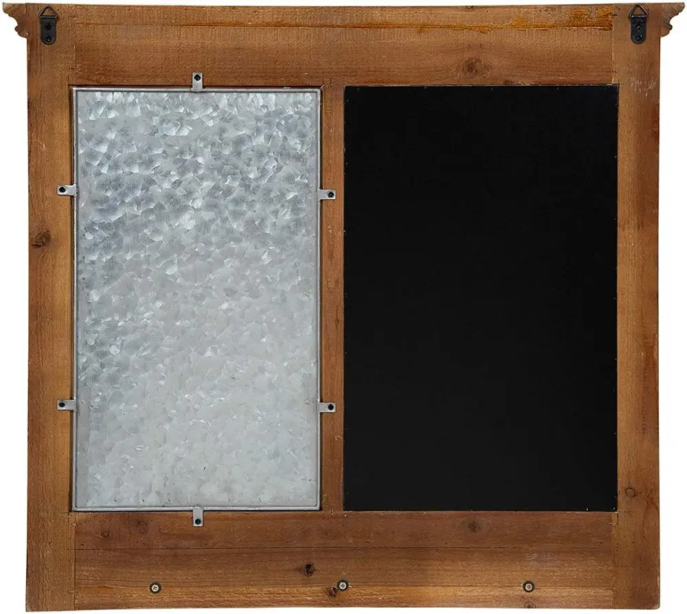 
Wood Framed Wall Organizer Farmhouse-Inspired Magnetic Chalkboard with Mail Holders 