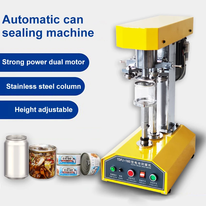 LYC-160 Factory Price Commercial Desktop Yellow Beer Cans Beverage Drink Soda Electric Ring Pull Crown Sealing Machine For Sale