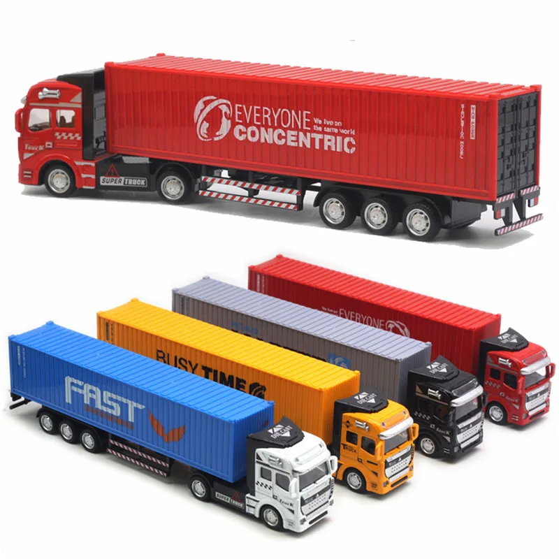 Hot Selling 1:48 scale large metal friction vehicle toy alloy container heavy truck model with inertial gallop