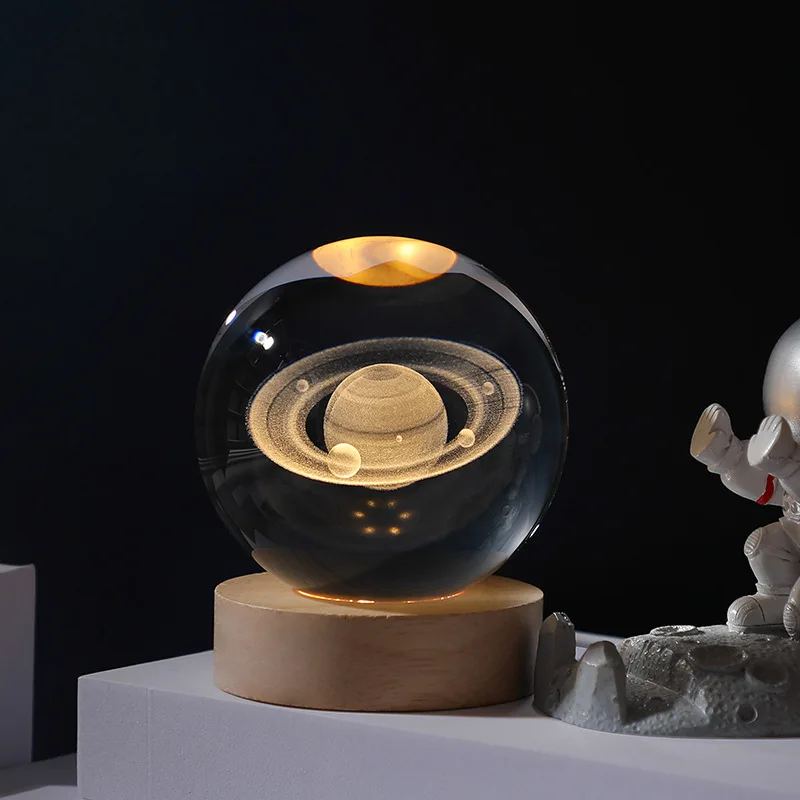 Оптовая продажа ночник 3d внутреннее украшение маленький хрустальный шар светящийся с
