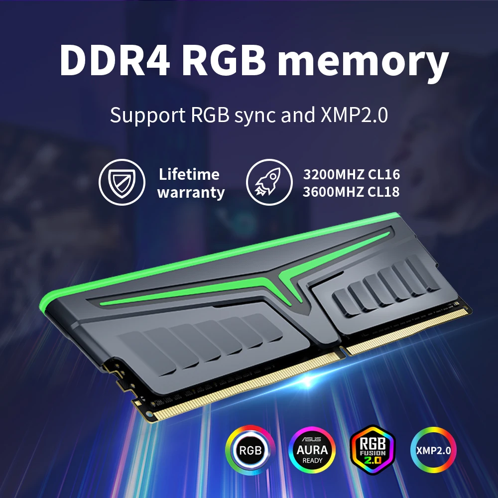 PUSKILL Original Manufacturer DDR4 RGB Memory 8GB 16GB  3200Mhz  3600Mhz RGB Memory ram
