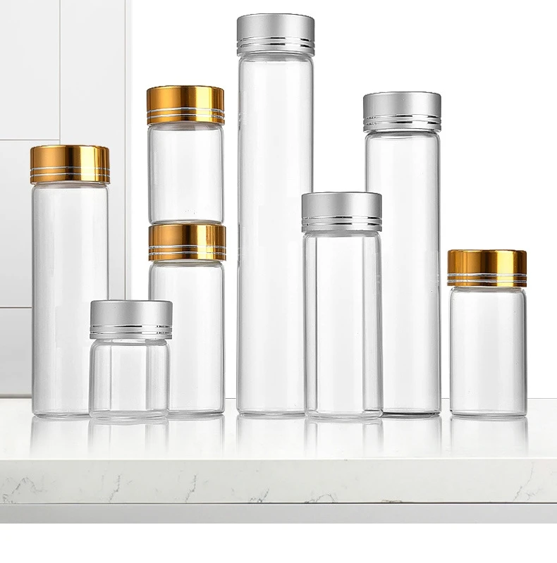 30mm Screw Mouth Aluminum Oxide 12ml 15ml 20ml 25ml 40ml 50ml 55ml 60ml 80ml 95ml 100ml 110ml Transparent Glass test Tube Bottle