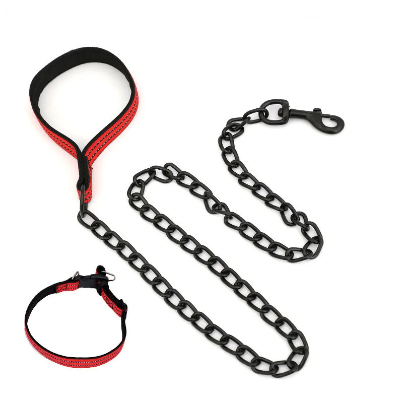Xianchanpets Heavy Duty Dog Leash Chew Proof Metal Pet Chain with Padded Handle for Large & Medium Size Dogs Plastic Material
