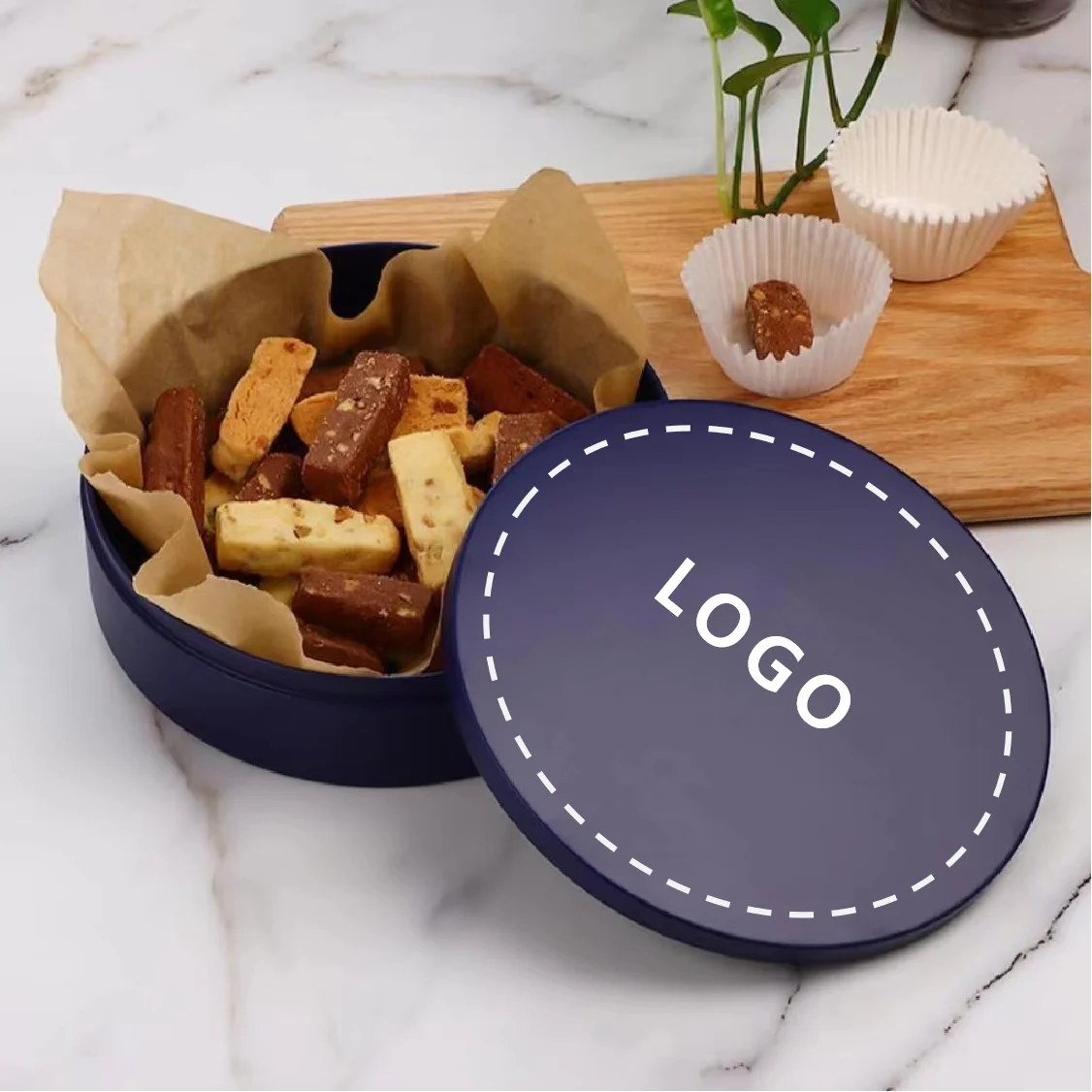 Customized Chocolate Metal Box Round Tin Cake Can Round Tin Cake Can Metal Candy Box Round Cookie Metal Tin Box Packaging