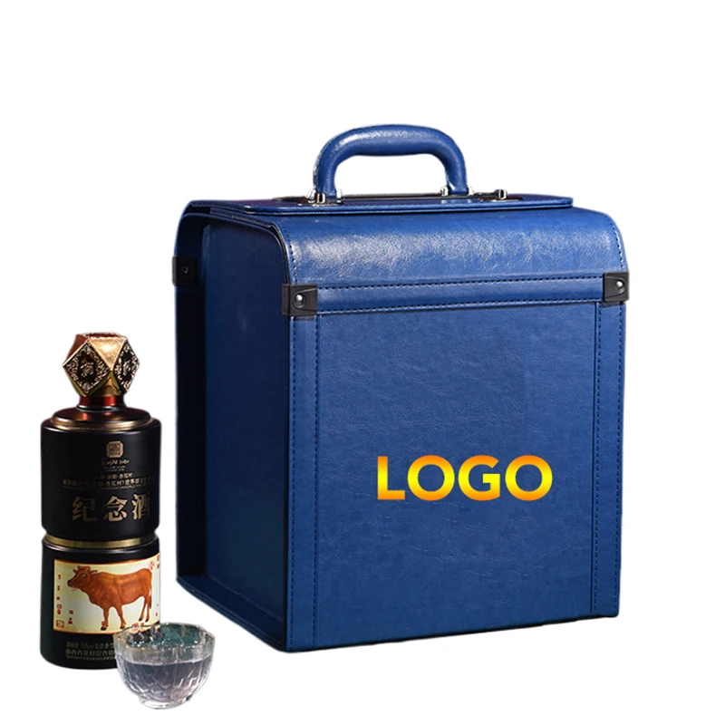 High-End PU Leather Wine Box Wholesale Sale Cheap Price for 2 Bottles for Wooden Box