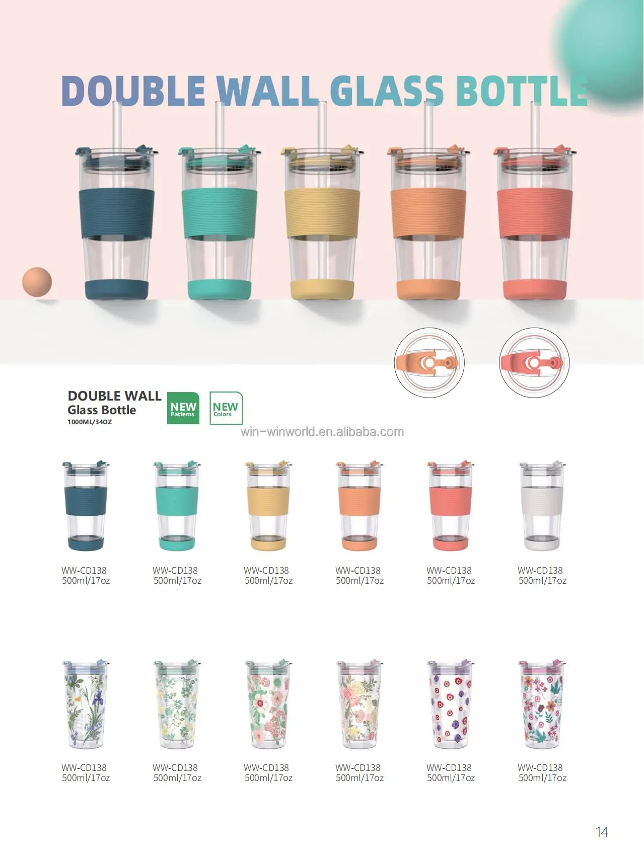 Reusable Smoothie Cup with Lid and Straw Smoothie Cup to go Smoothie Tumbler 17 oz