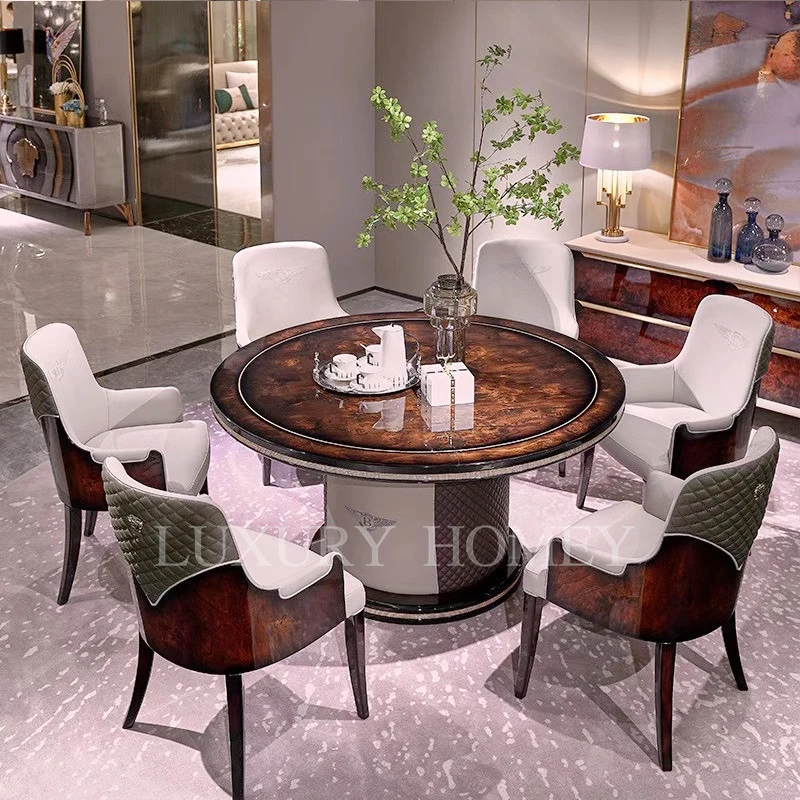 Modern Dining Room 6 Seaters Chair Luxury Design House Furniture Leather Wooden Veneer Dining Chairs For Dining Table