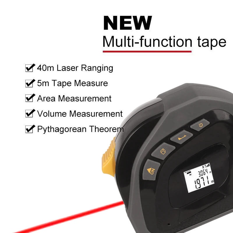 40m Digital Measure 3 in 1 Laser Meter Tape Water Proof Measuring Tape Digital Electronic Measuring Tape