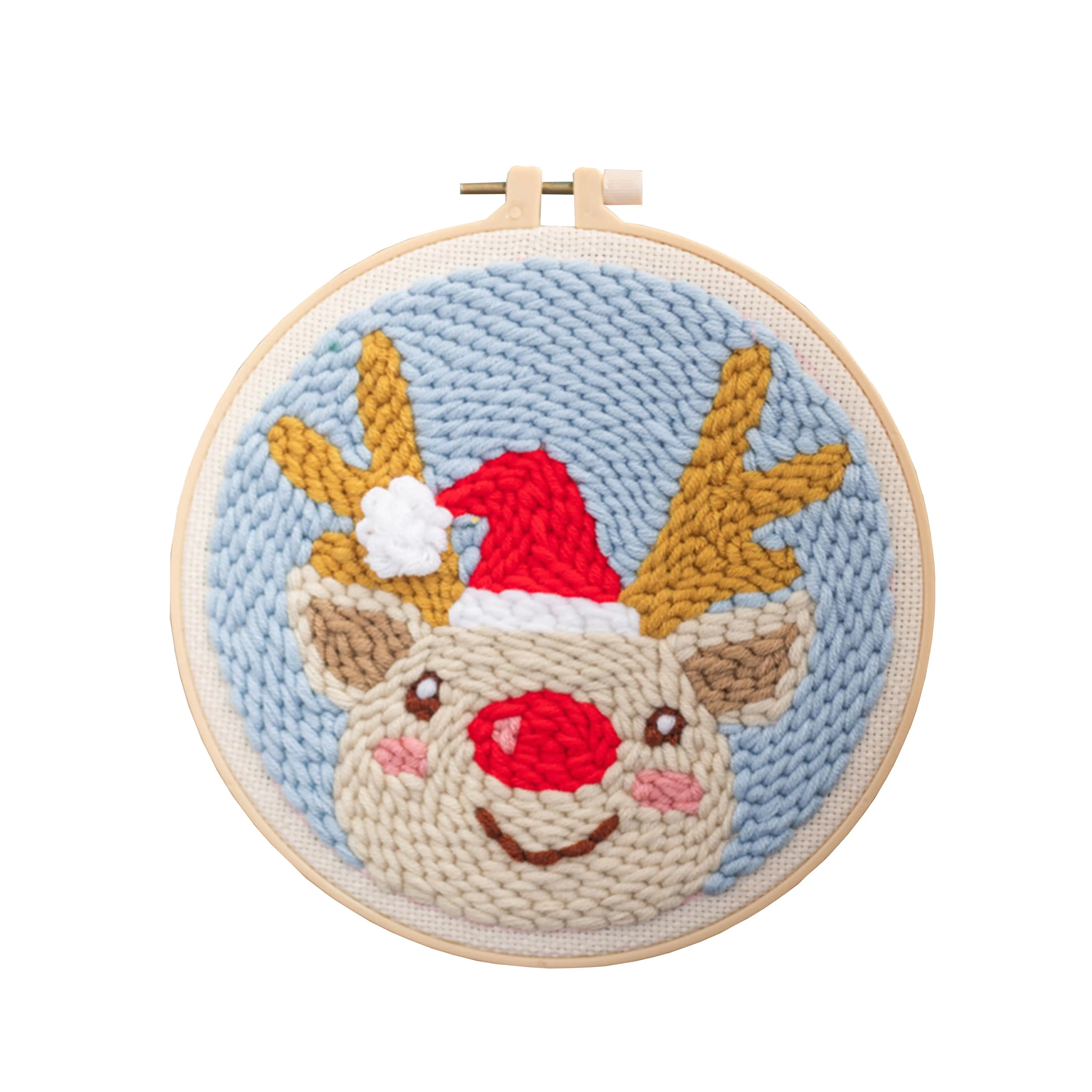 Punch Needle Embroidery Kit Punchneedle Cross Stitch Set for Beginner Handcrafted Christmas Decoration