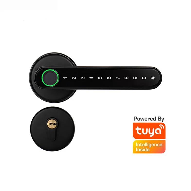 Tuya APP Biometric Fingerprint Lock Ble Digital Smart Door Lock Keyless Electronic Handle Lock Mechanical Key