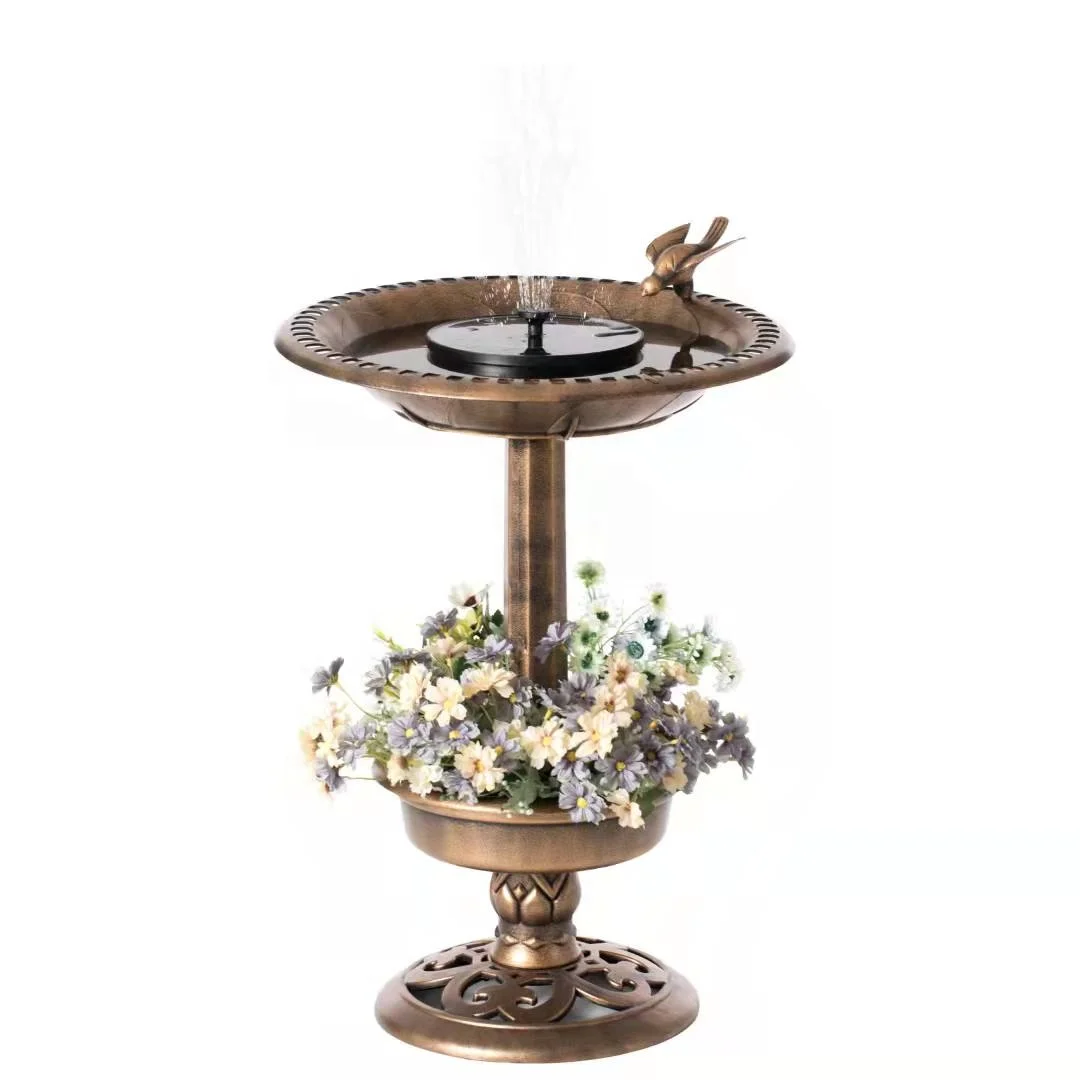 2021 Hot Garten Jardin Garden Solar Bird Bath Water Feature Fountain with bird decoration