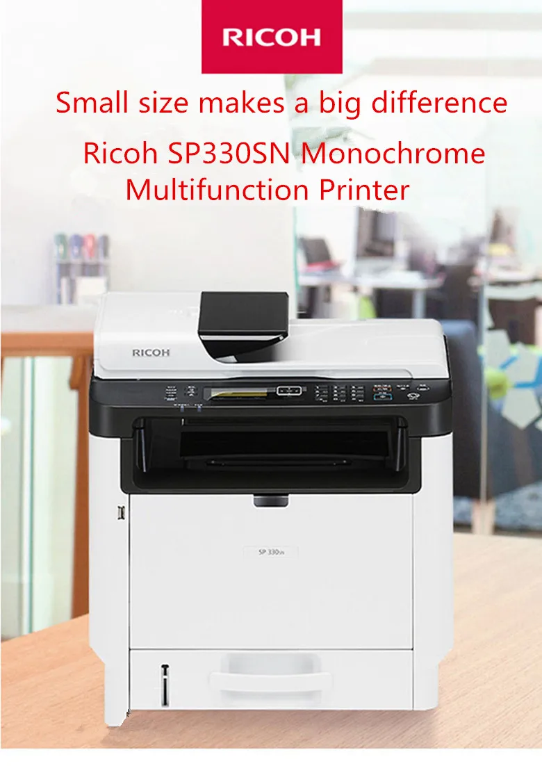 
Hot selling Ricoh SP330SFN black and white laser A4 printing and copying multi-function scanning and fax all-in-one machine 