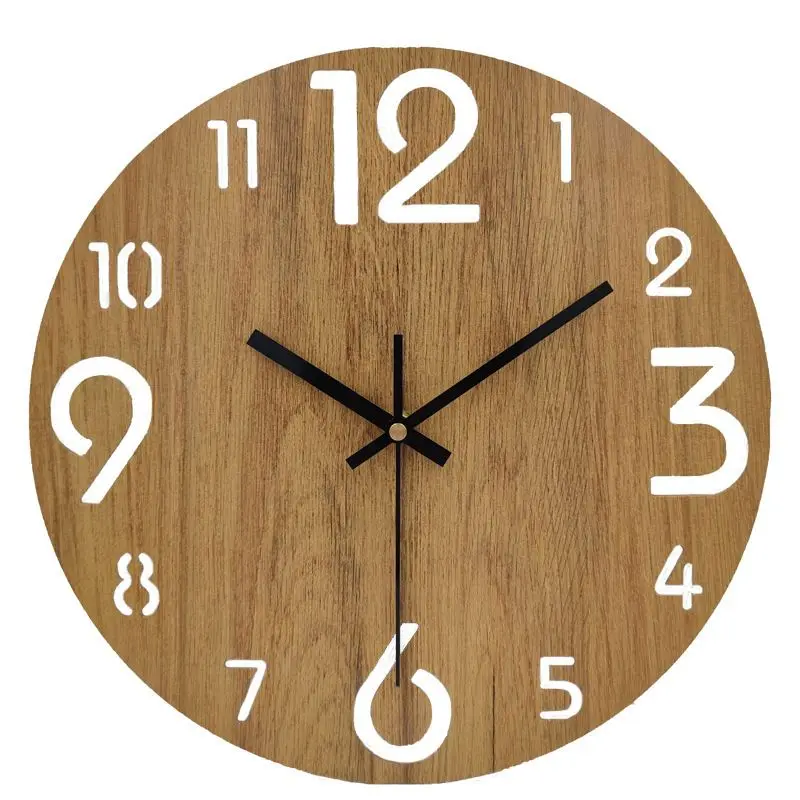 Wooden Wall Clock Rustic Country Tuscan Style Wooden Decorative Battery Operated Home Decor