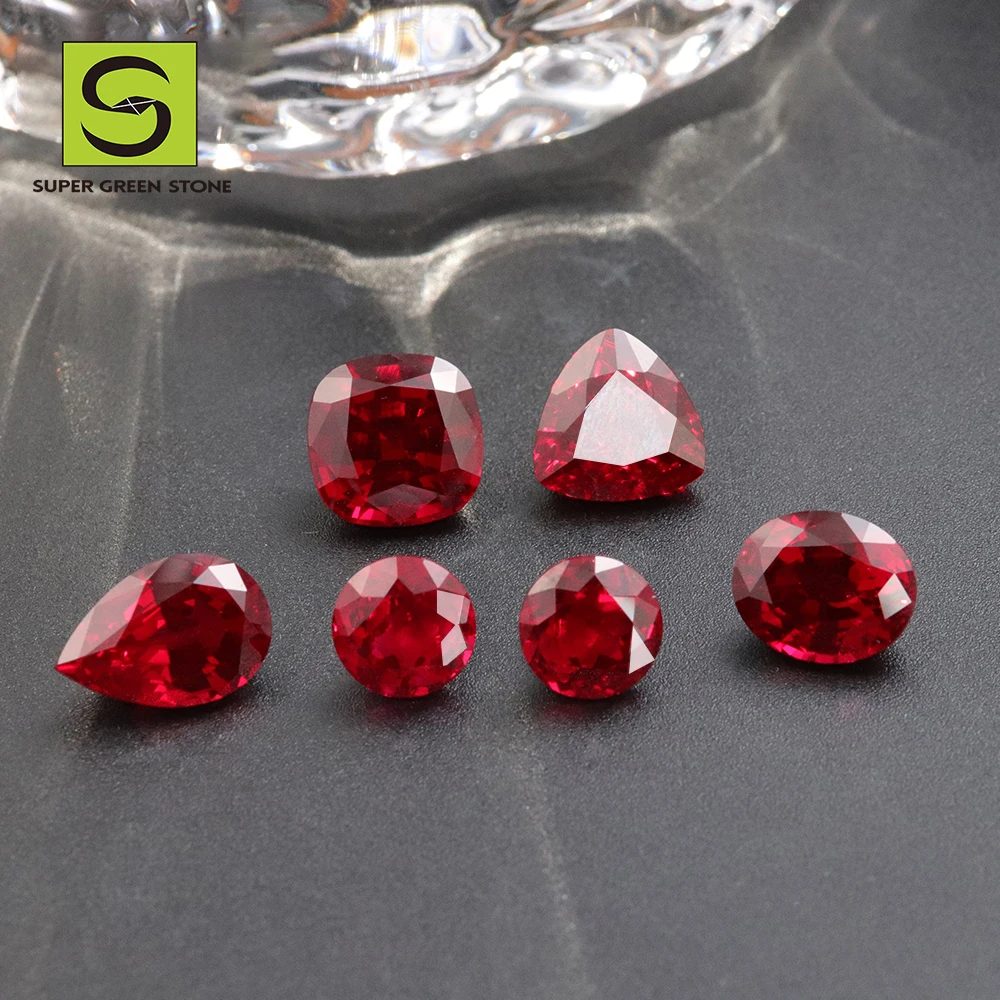 SuperGS SGSLGR06 Wholesale Hydrothermal Sapphire Emerald Cut Created Loose Lab Grown Gemstones Lab Loose Ruby