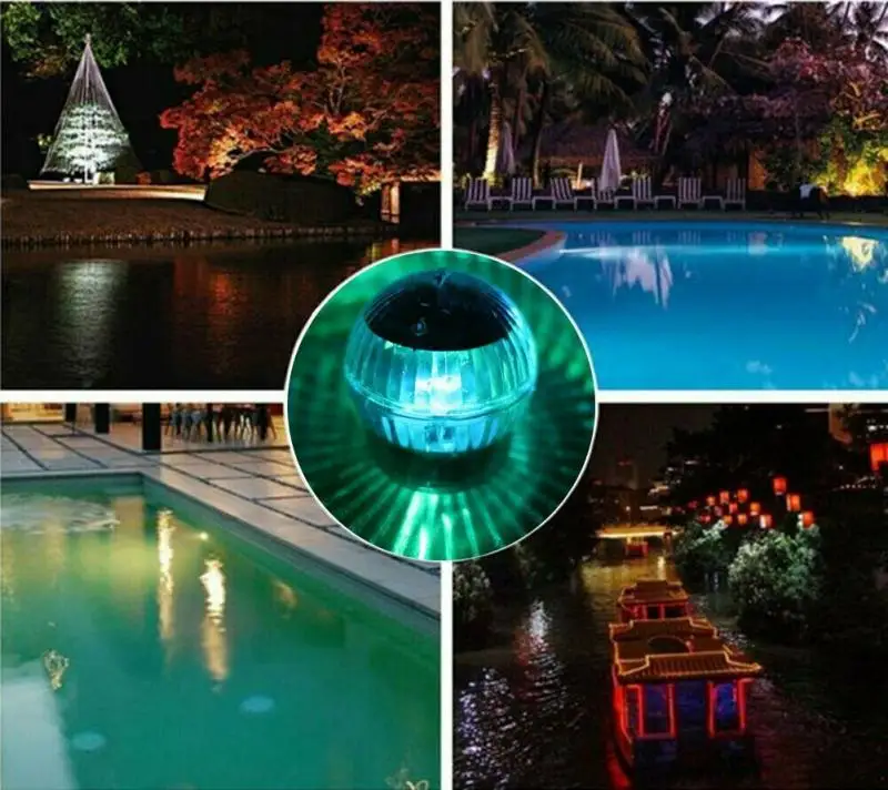 Outdoor Floating Underwater Ball Lamp Swimming Pool Party Night Light Automatic Sensor Solar Powered Color Changing Waterproof