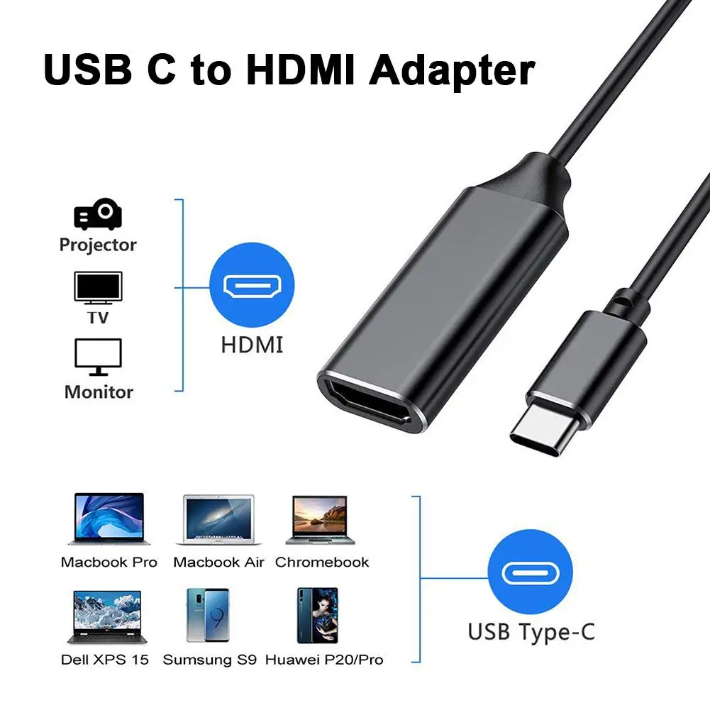 USB C to HDMI 4K Adapter Aluminum Shell  low price USB-C to HDMI cable for mobile pad Thunderbolt 3 Compatible in stock
