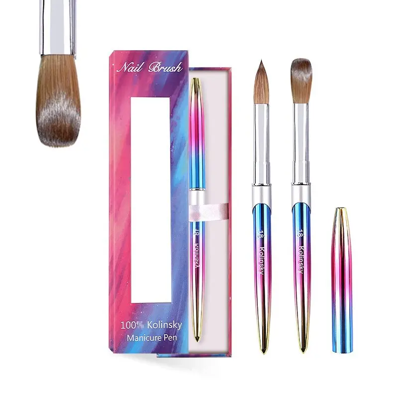 Gradients Rainbow Design Nail Brush Nail Art Painting Pen 100% Pure Kolinsky Hair Acrylic Nail Brush Set