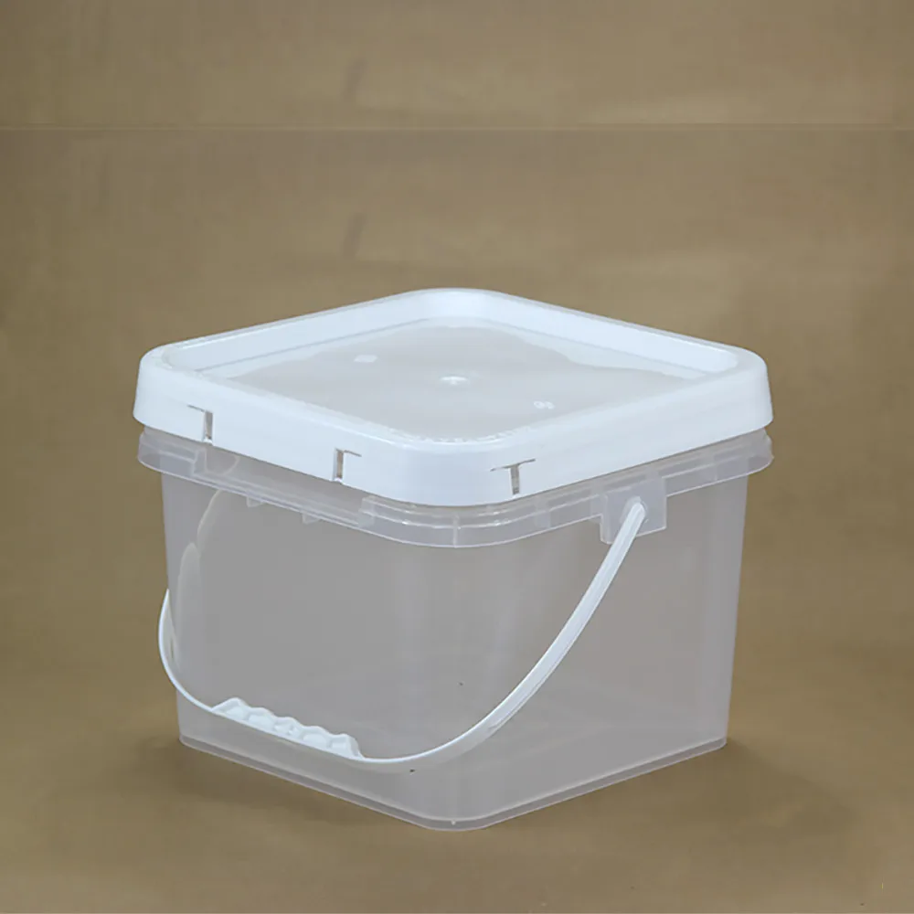 
8L Liter Thickened White transparent Large Square Plastic Bucket Container With Lids Food Grade 
