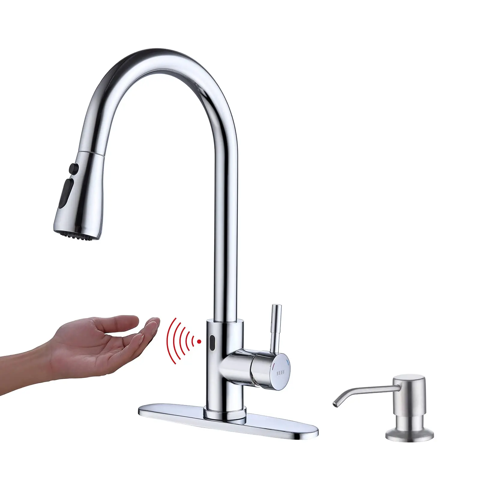 Touchless Kitchen Faucet with Pull Down Sprayer, Motion Sensor Kitchen Faucet with Kitchen Soap Dispenser, Single Kitchen Faucet