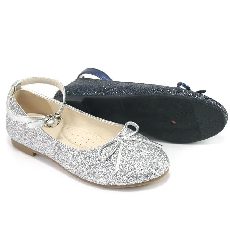 Princess Kids Leather Shoes Glitter Children High Heel Girls Shoes for Girls Ankle Strap Casual Butterfly Knot Red Sliver Red PU