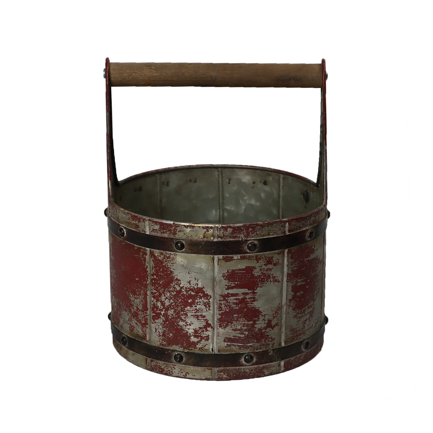 Decor Farmhouse Flower Primitive Rustic Barrel Bucket Planter