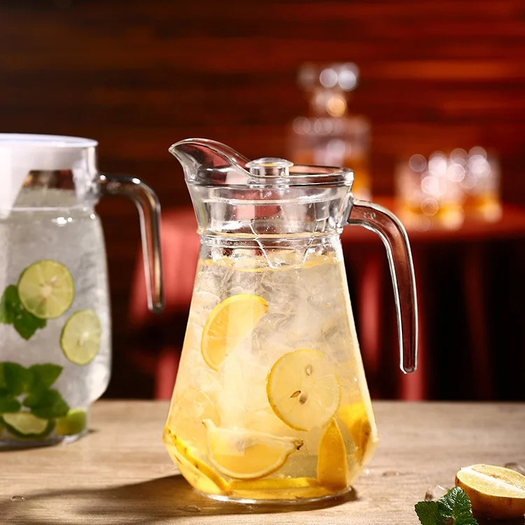 OEM jarra de vidrio 1.3 Poland Peru hot selling glass juice jug Good quality large cool glass pitcher tea beverage pitcher jug